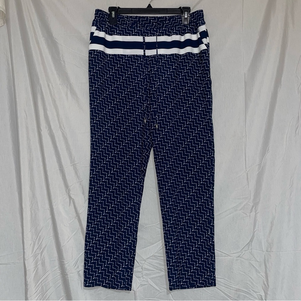 Skies Are Blue Navy and White Straight Leg Pants